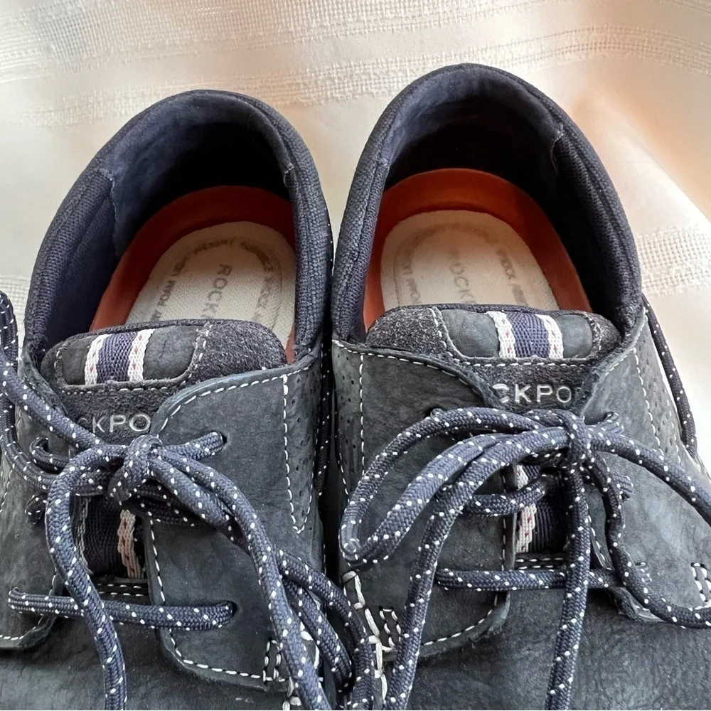 Men’s Rockport Boat Shoes‎ Blue Leather Canvas Suede truTECH sz 10 EUC