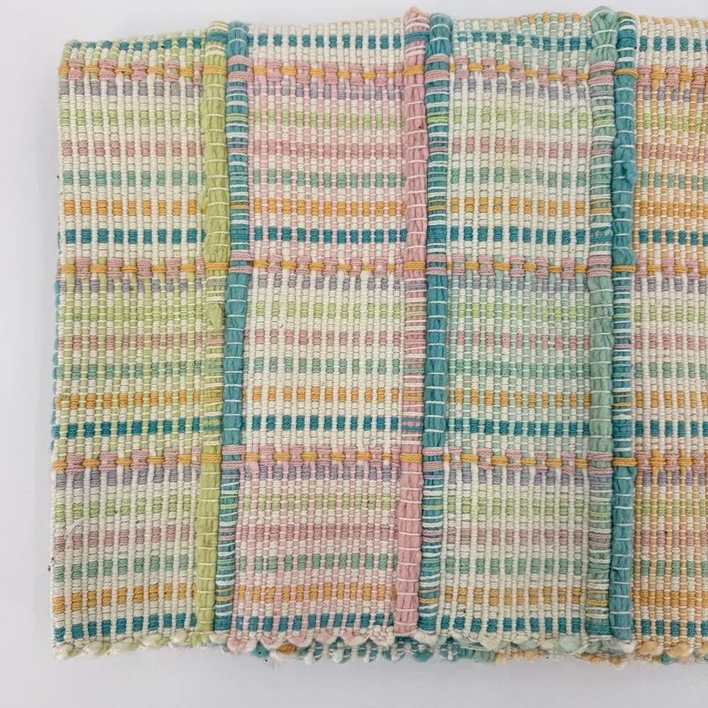 Vtg Park B Smith Handwoven Cotton Accent Rug 30 x 48 Pastel Madison Dawn Fringe