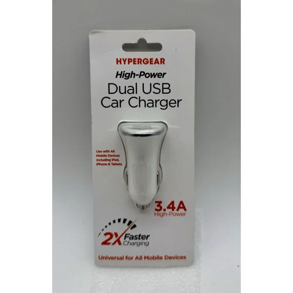 HyperGear 3.4A High-Power Dual USB Car Charger Smart Chip Tech‎ New
