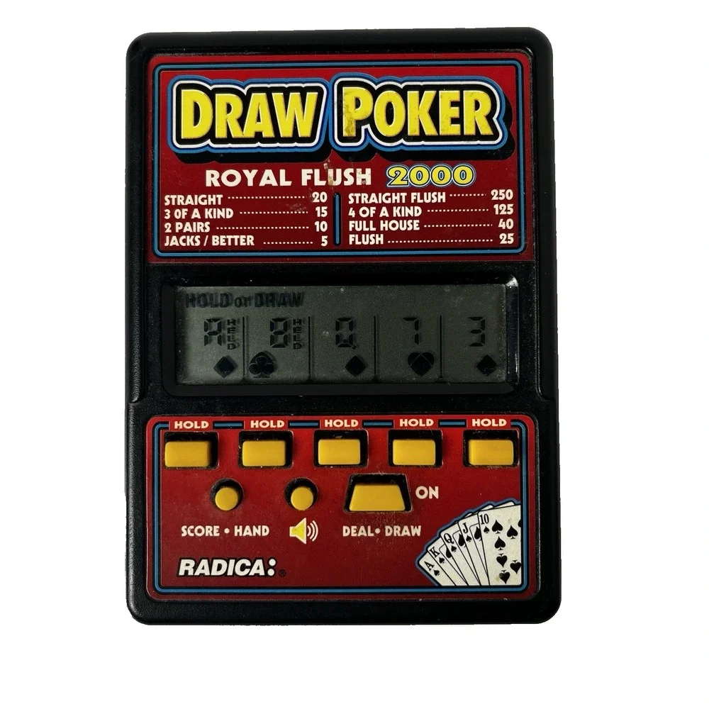 Vintage RADICA Draw Poker Royal Flush 2000 Handheld Electronic‎ Game Working
