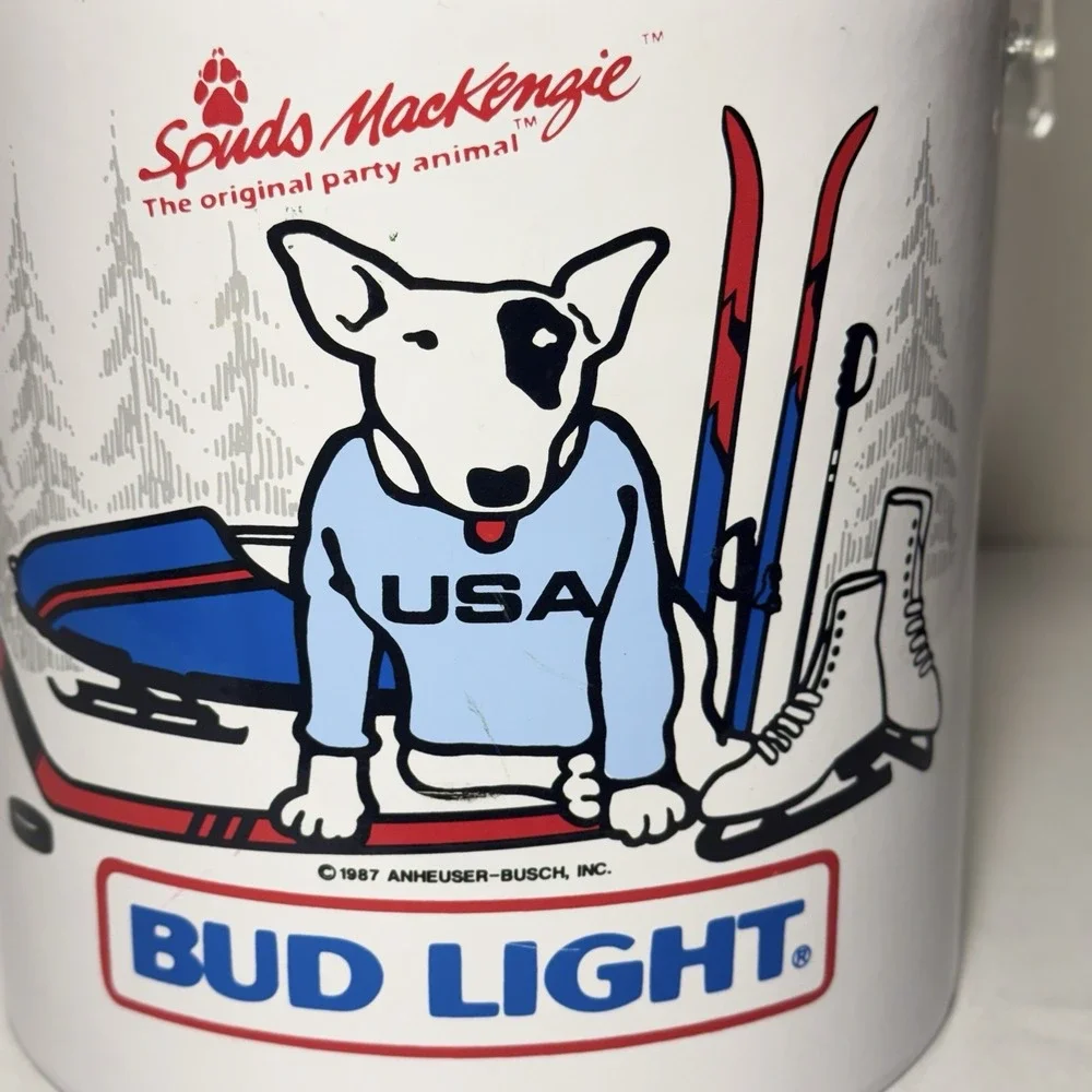 Spuds Mackenzie Bud Light Winter Olympics Ice Bucket Original 1987 Vintage