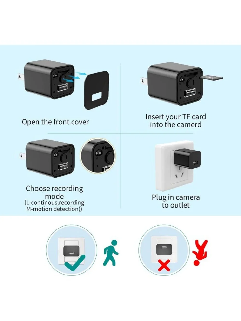1080P Motion-Detect Mini Camera with 64GB SD Card - Home Security Nanny Cam