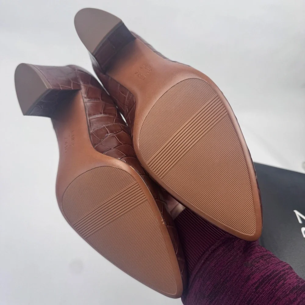 NEW Naturalizer Women's 9.5 W Mali Pump Brown Croc Leather 2