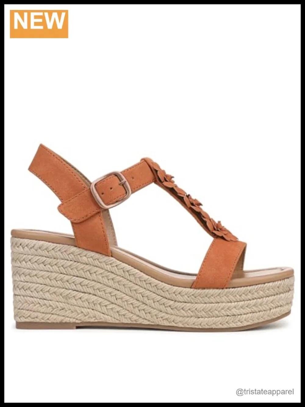 Wedge Sandals Open Toe Floral Strappy Buckle Ankle Strap