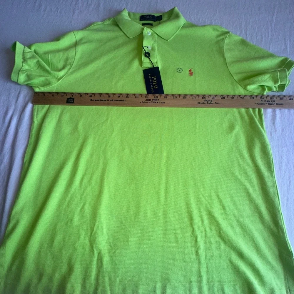 Polo Ralph Lauren Custom Fit Mesh Polo Shirt XL Neon/Safety Green‎ Orange Pony