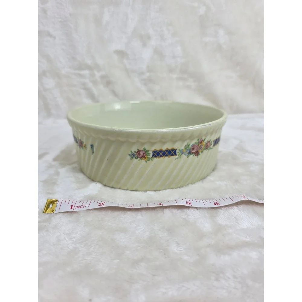 Hall's Superior Kitchenware Floral Swirl Round Baking Dish‎ Made in USA