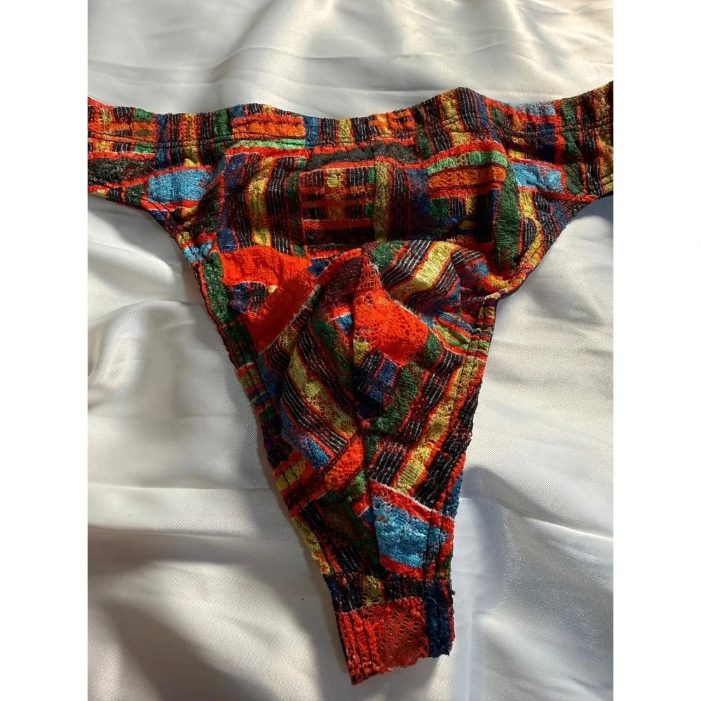 Cosabella Never Say Never Men's Lace G-String Thong Kente Print‎ Italian Lace XL