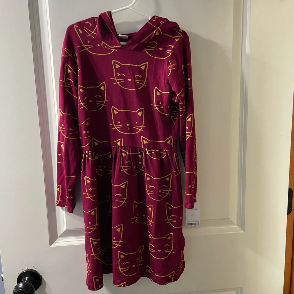 Carter's Maroon Cat Print Casual Dress