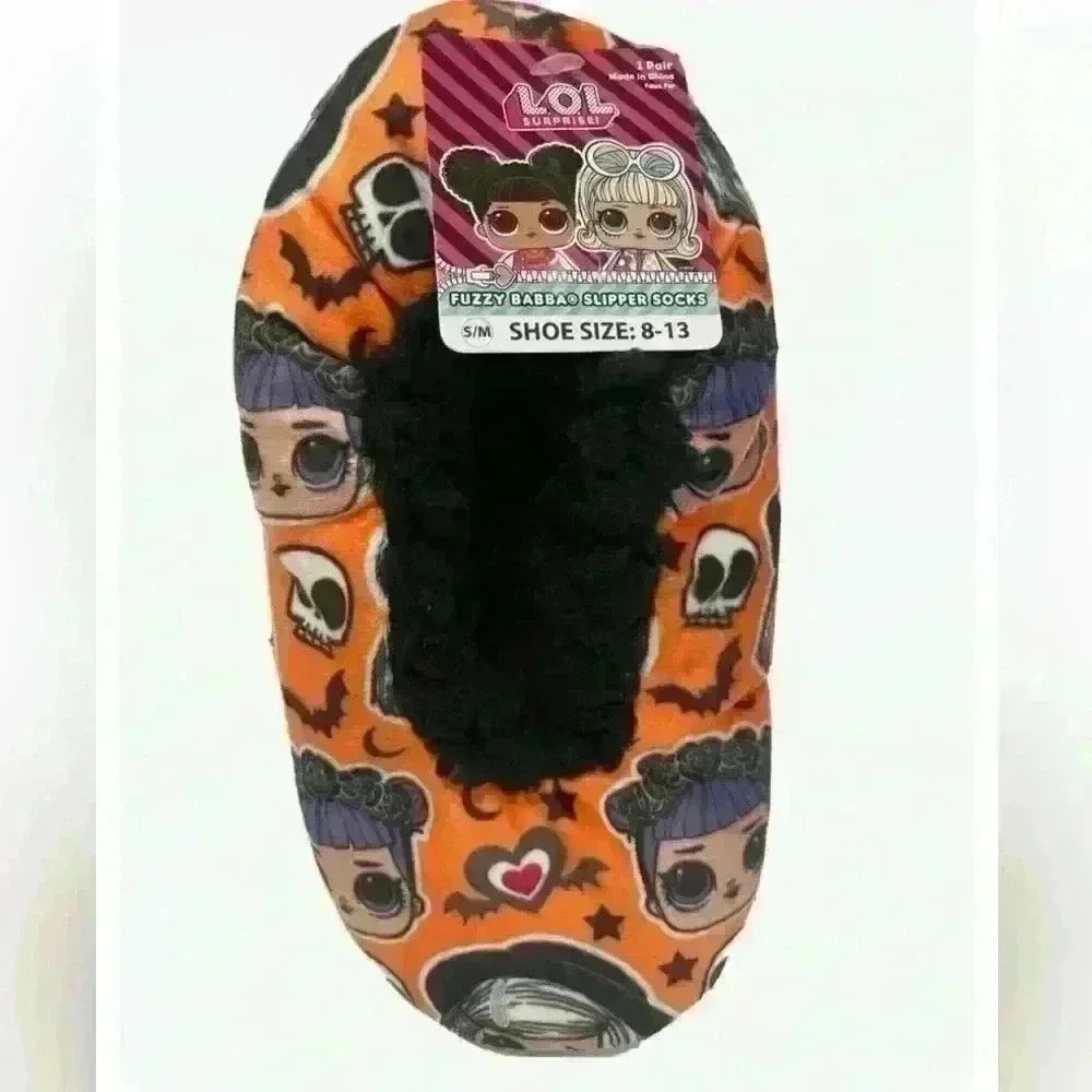 L.O.L Surprise 💀Halloween Slipper Socks with Grippers shoe‎ size s/m 8-13 kids