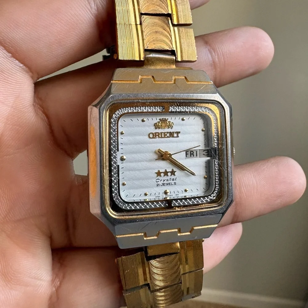 Orient Freza 469ED5-40 CA 3 Stars 21 Jewels Automatic Watch Day Date Japan 38mm
