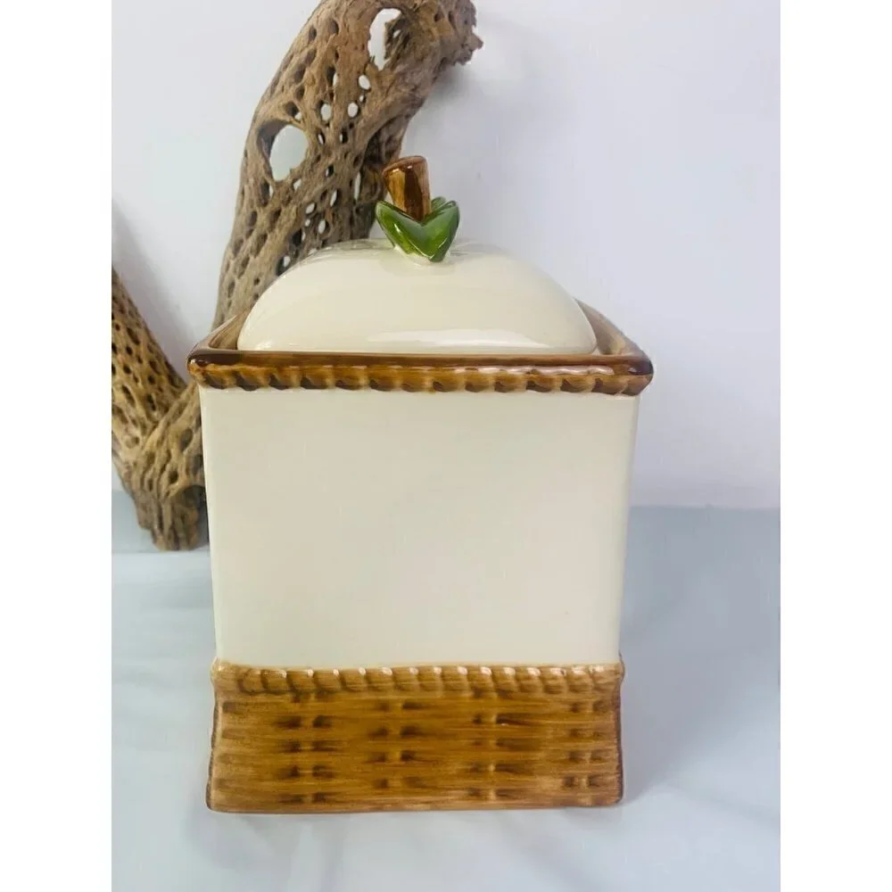 ALCO Apple Cookie Jar Basket Weave Canister