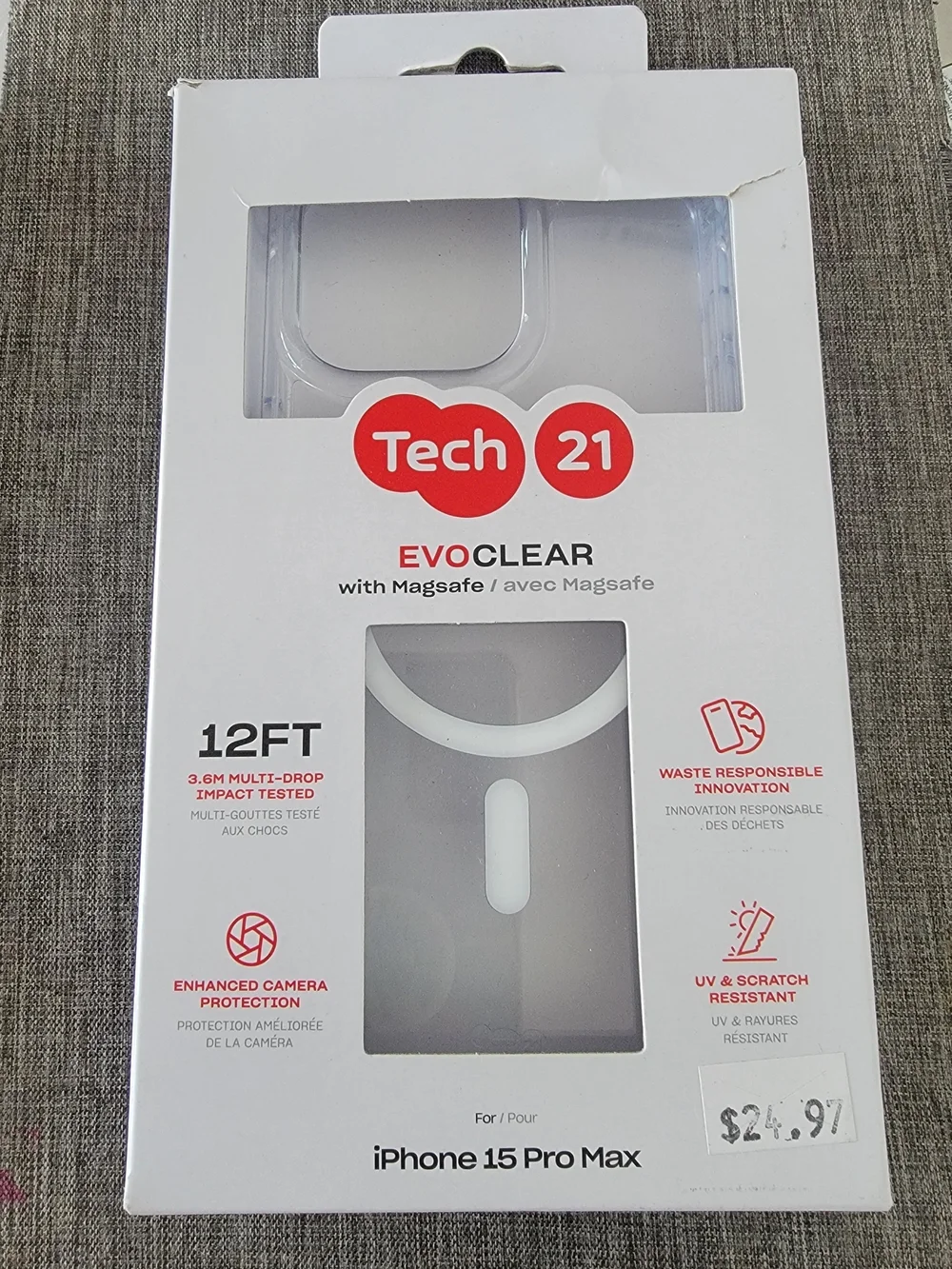 tech21 EvoClear MagSafe Case for iPhone 15 Pro Max - Clear