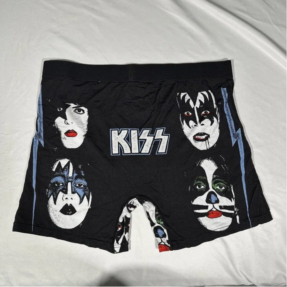 NEW‎ Good Luck Undies [ Men's Large ] KISS Boxer Brief Underwear Black