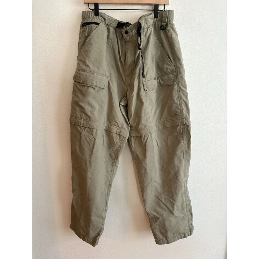Vtg The North Face Convertible Pants‎ / Shorts Belted Utility Hiking Khaki XL