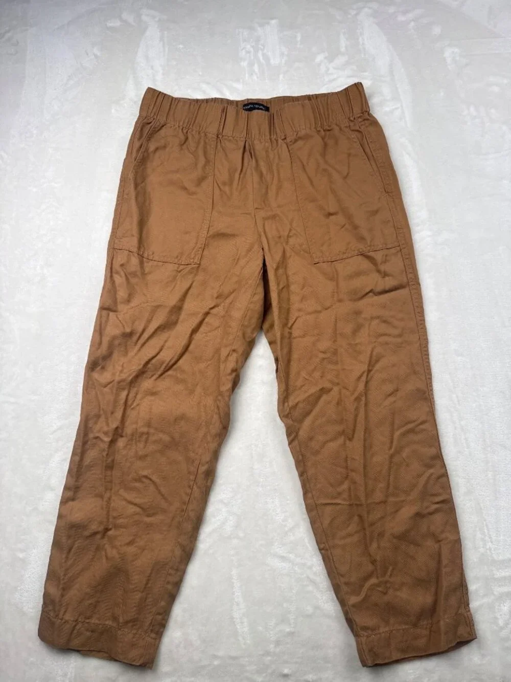 Banana Republic Womens Medium Brown Linen-Blend Elastic Waist Pants