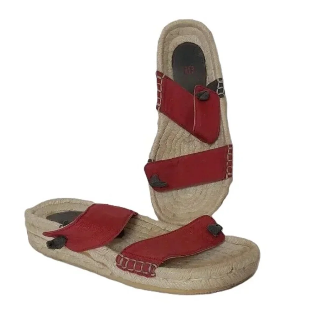 GAP Slip On Platform‎ Espadrilles Sandals Leather Preppy Retro 90's Y2K Boho