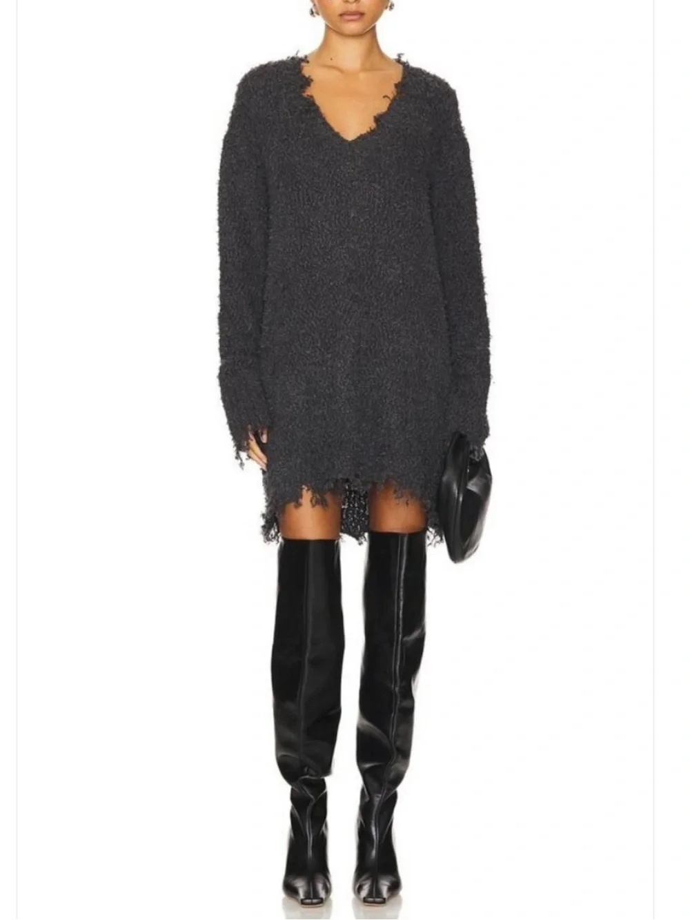 H:ours Textured Gray Helene Sweater Size M