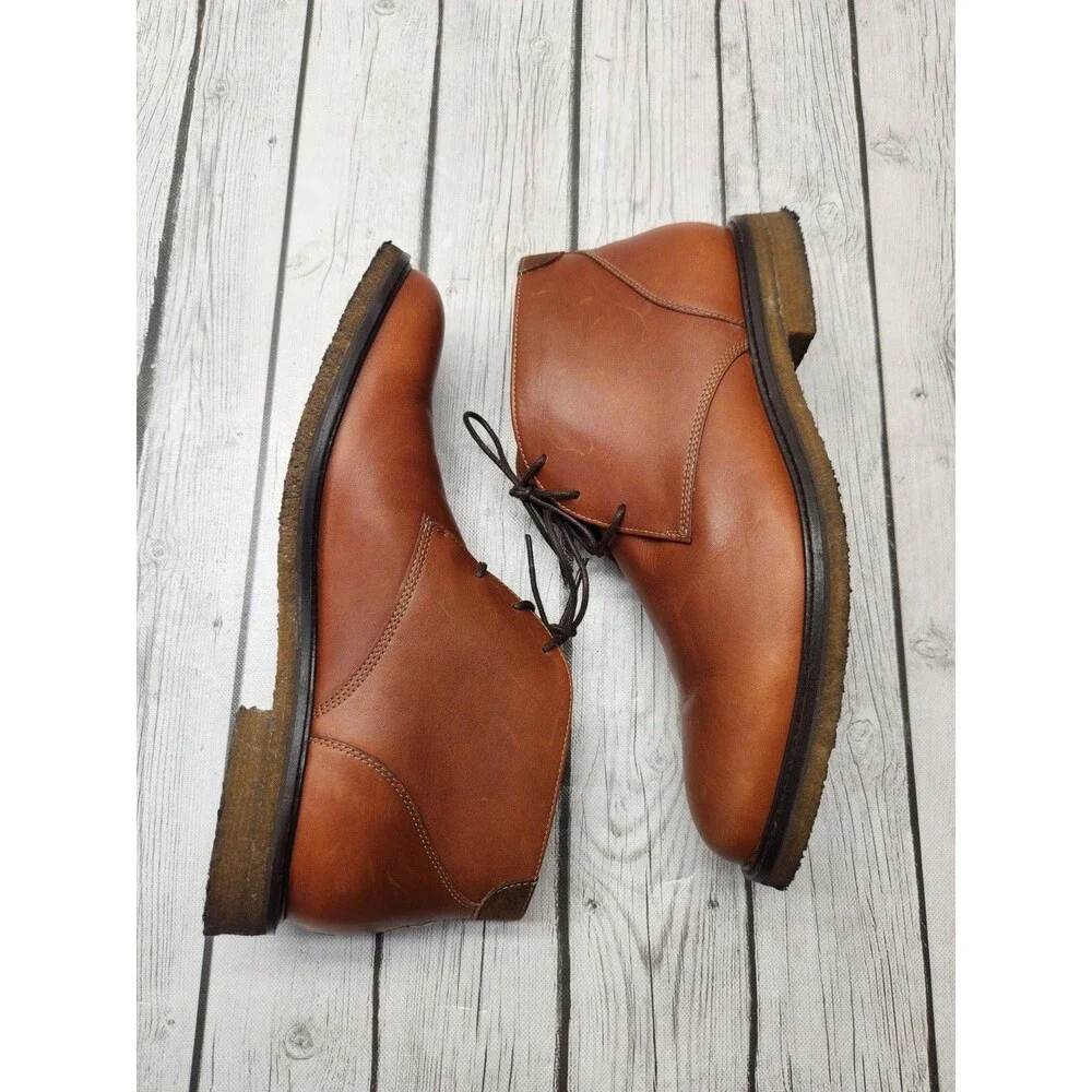 Johnston Murphy Copeland Mens 11.5 M Brown Leather Crepe Sole Ankle Chukka Boots