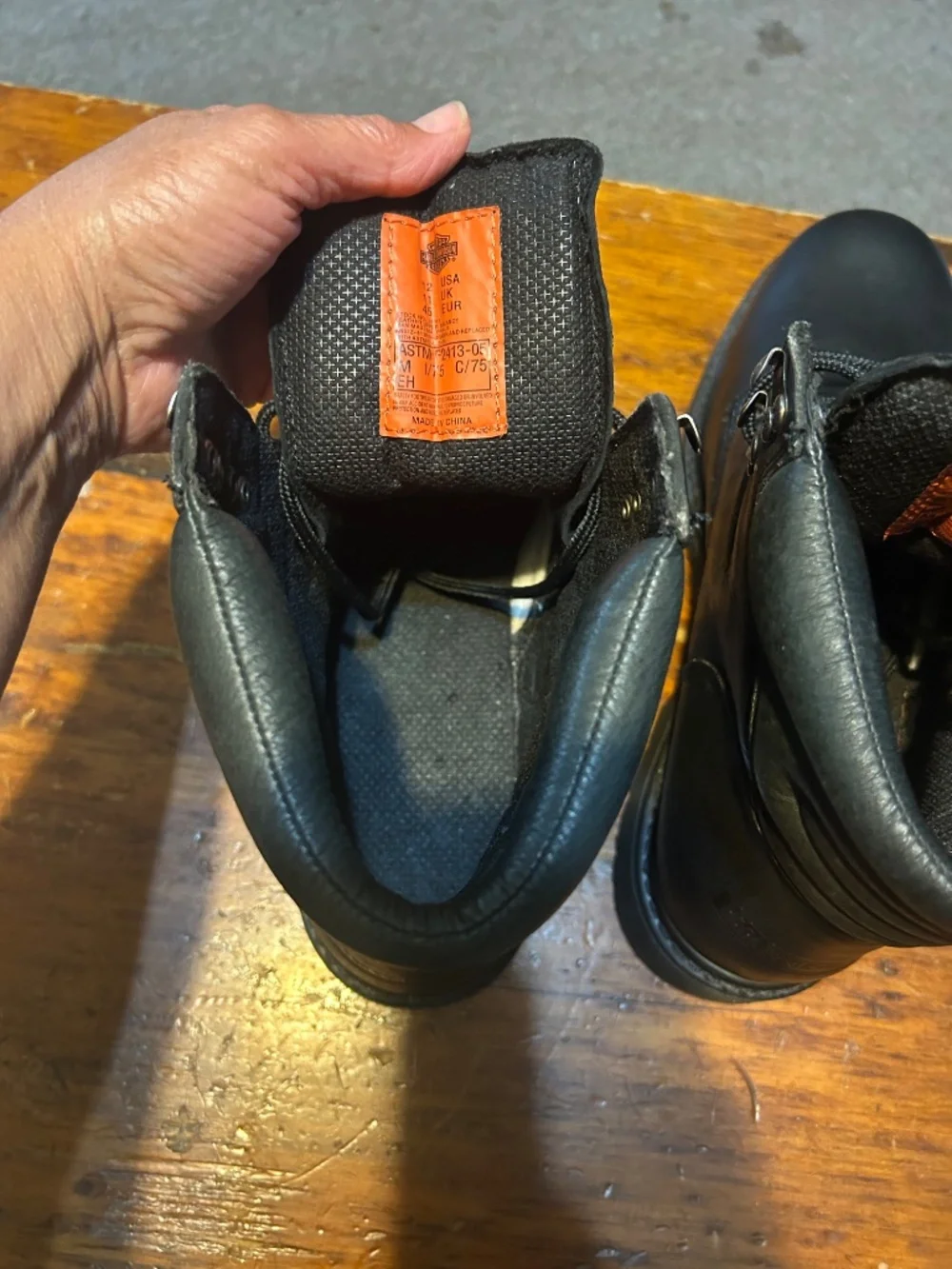 Black Harley Davidson Motor Cycle Lace Up Steel Toe Boots