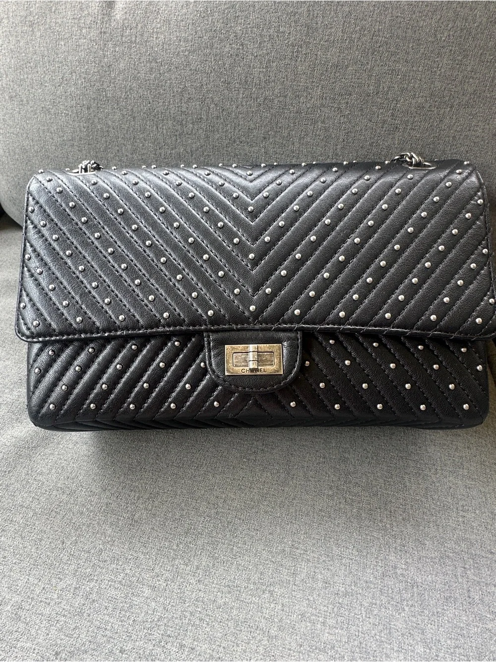 CHANEL Stud Wars Chevron 226 Reissue Double Flap Bag