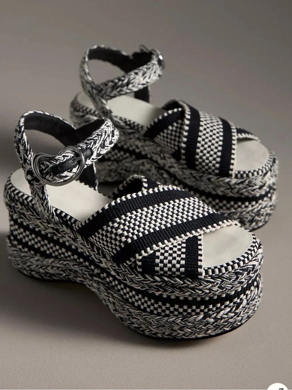 Anthropologie Amambaih Carmen Black & White Woven Platform Sandal