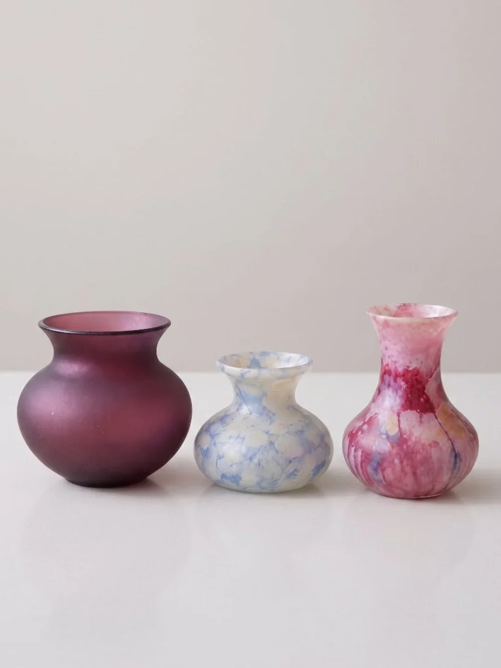 Set of 3 Vintage Art Glass Bud Vases – B.Z.T. Ltd Israel Hand Painted Frosted