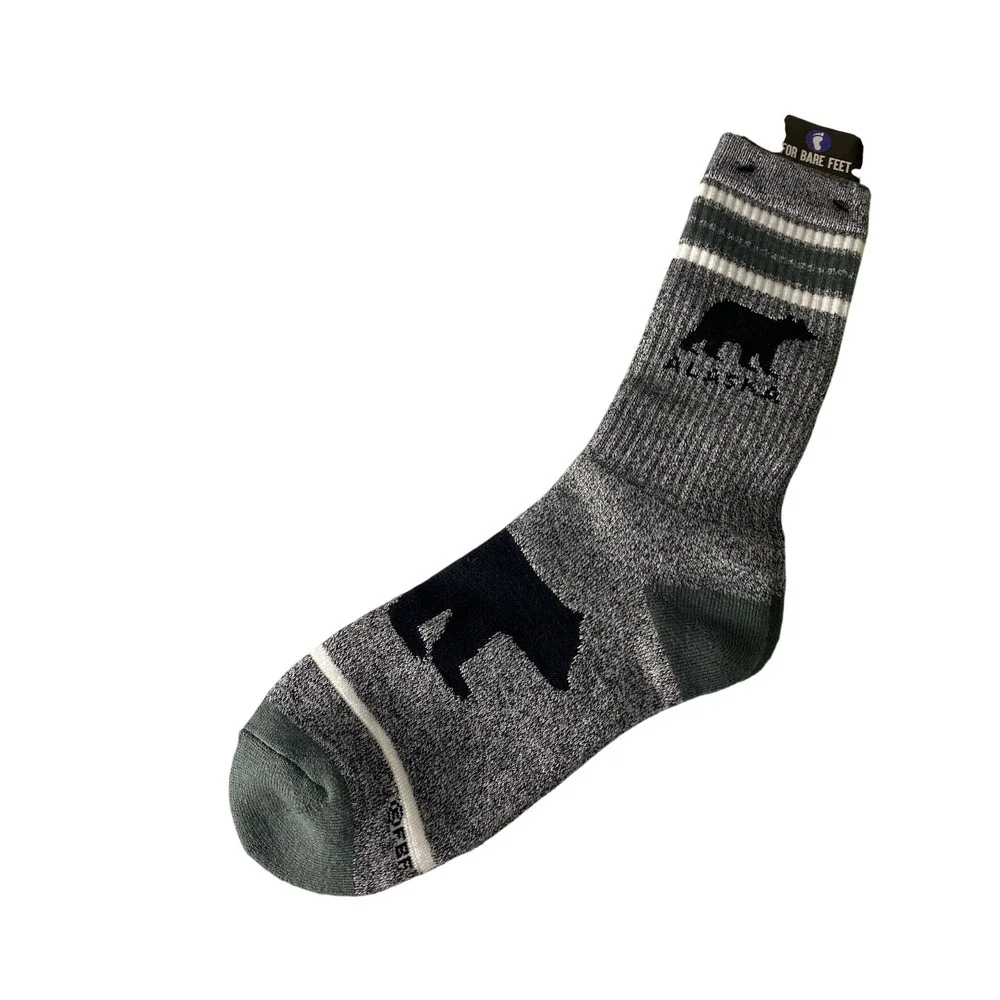 For Bare Feet Buffalo Bison Socks Gray Large Novelty Crew Socks NEW‎