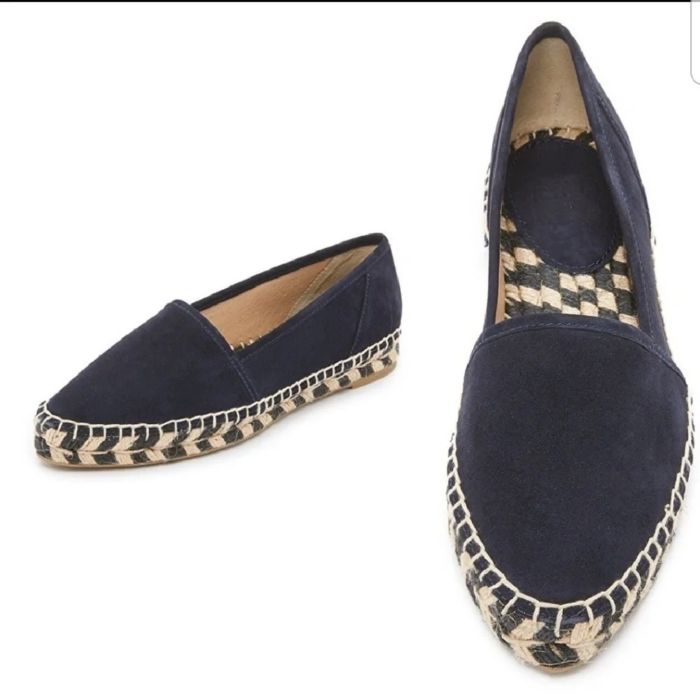New FRYE Lee A Line Navy Suede Espadrilles