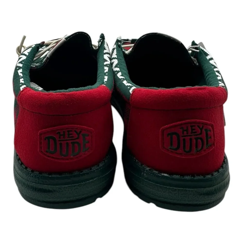 Hey Dude Wally‎ Holiday Cheers Slip On Loafers Mens 8 Green Christmas Deer Print