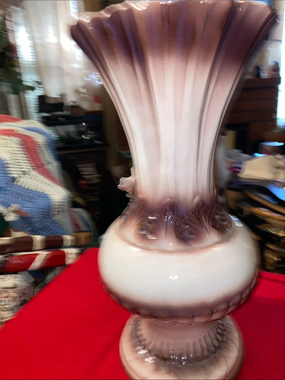 Vintage Capodimonte Hand-Painted Pink and White Floral Porcelain Vase