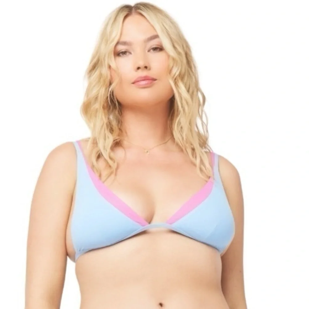 L*Space Finneas Top Light Blue & Pink Style CBFIT22 ABG‎ Size Large NWT