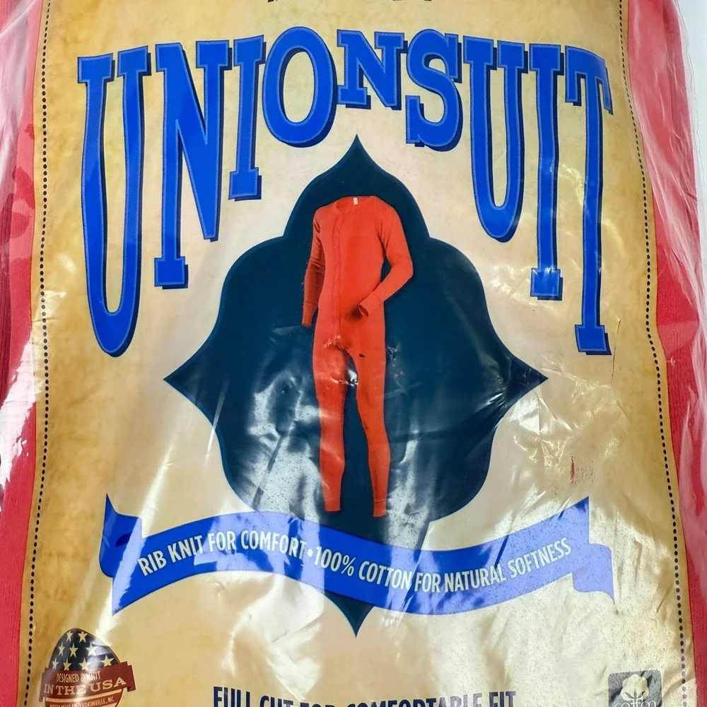 Indera Union Suit Mens XL Red New Cotton Rib Knit Thermal Long John cold to very
