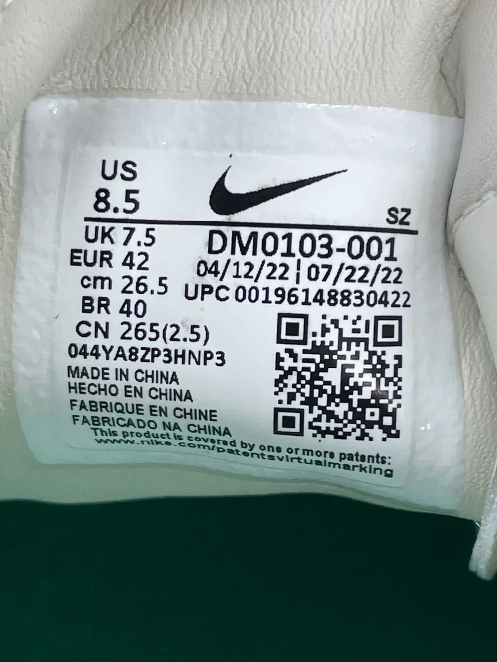 Nike mens size
