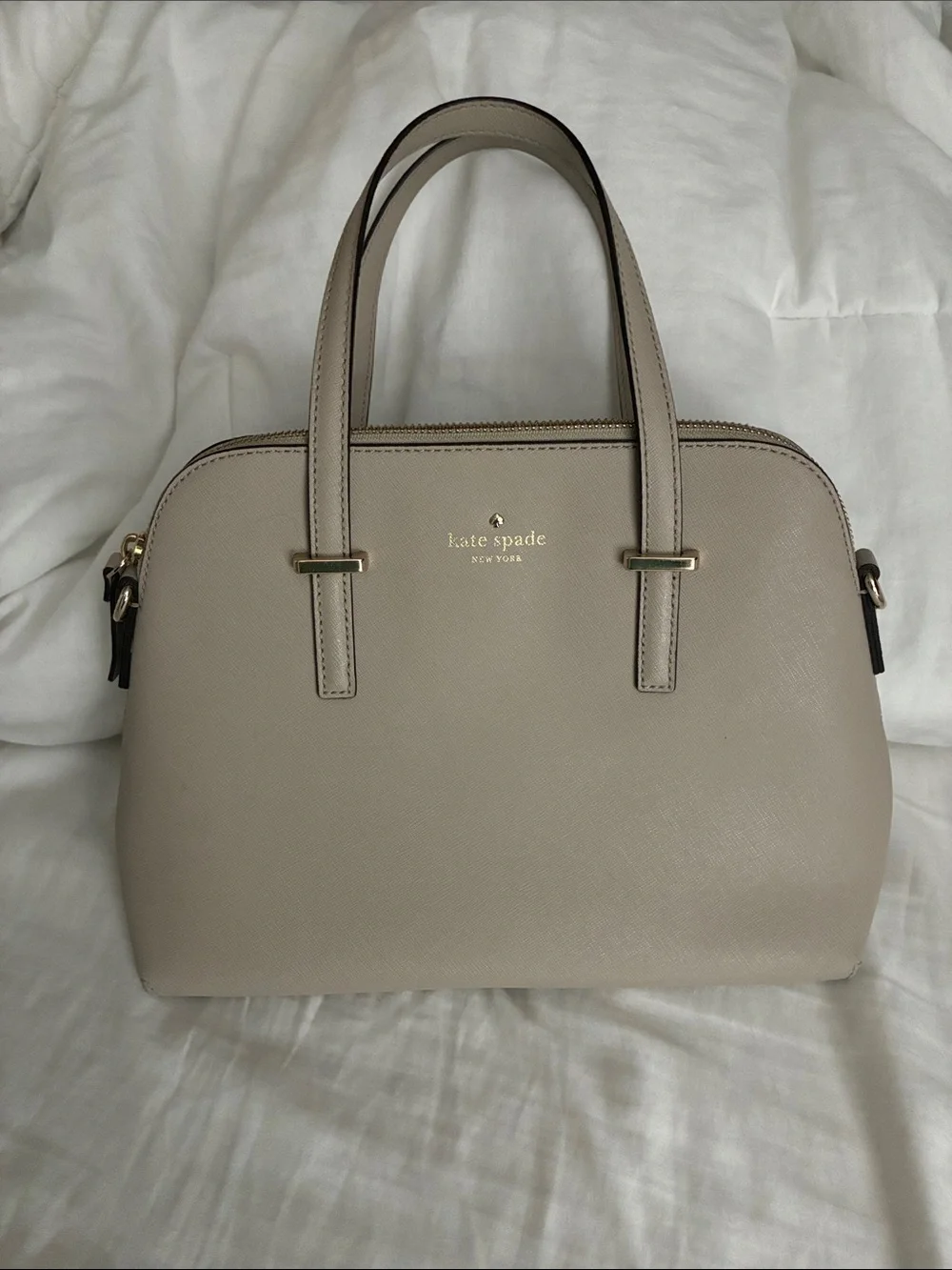 kate spade Beige Saffiano Dome Satchel