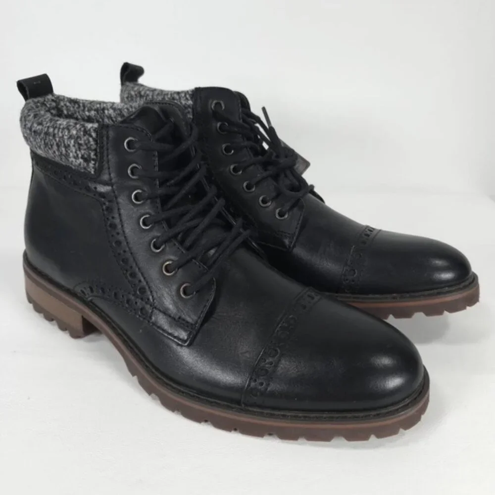 NWOB LA MILANO THOMAS GENUINE LEATHER Cap Toe Lace Up Casual Oxford Boots B51573