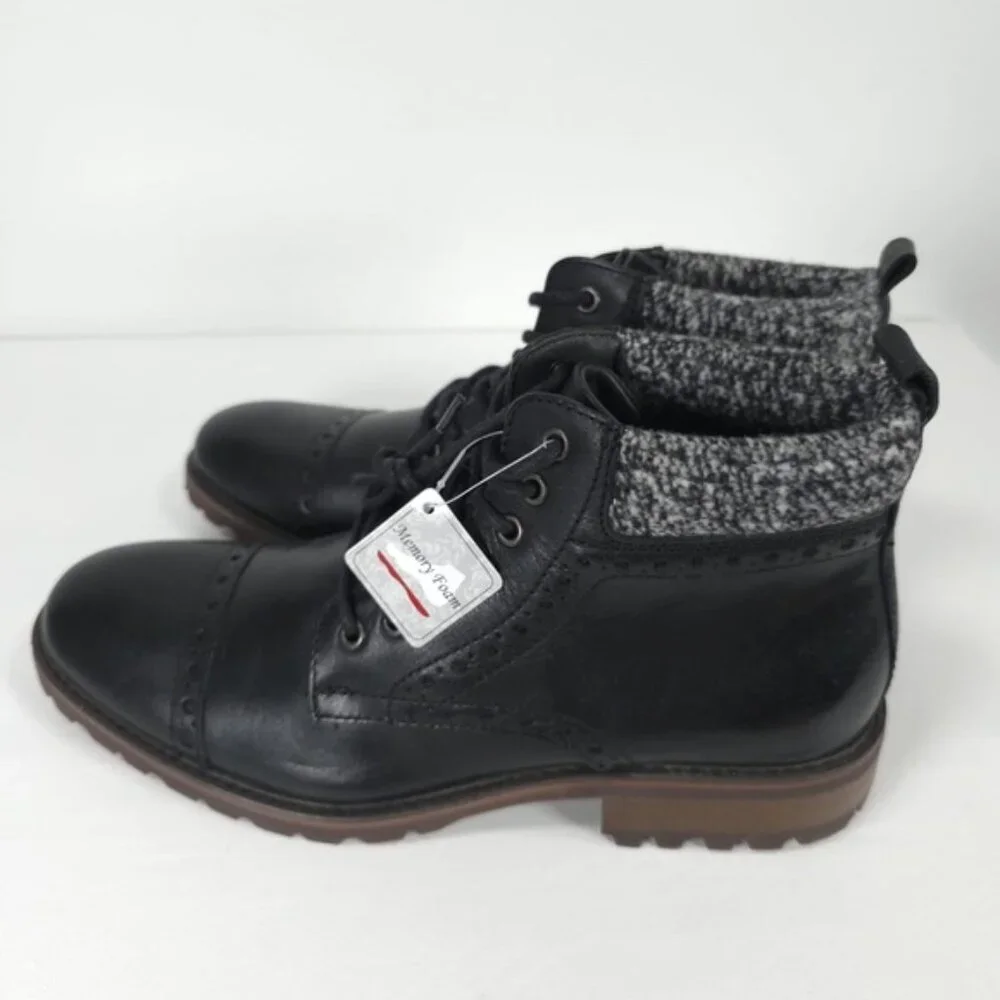 NWOB LA MILANO THOMAS GENUINE LEATHER Cap Toe Lace Up Casual Oxford Boots B51573