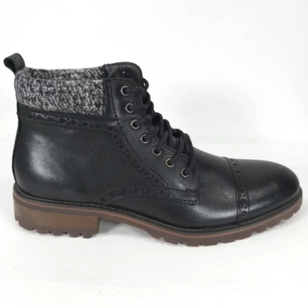 NWOB LA MILANO THOMAS GENUINE LEATHER Cap Toe Lace Up Casual Oxford Boots B51573