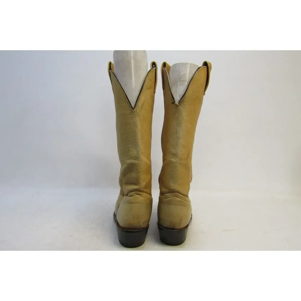 USA Olathe Mens Size 8 D Tan Leather Cowboy Western Boots
