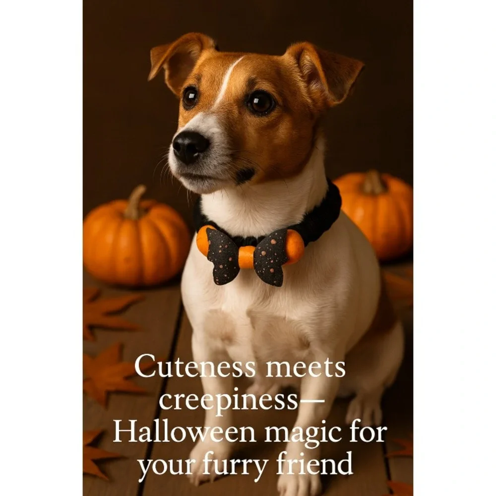Halloween Dog & Cat Collar – Fashion Bat Wings Bow, Adjustable‎ & Photo-Ready