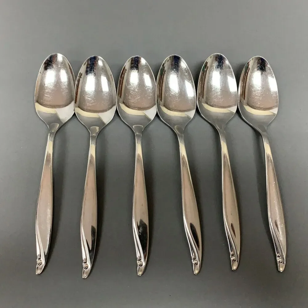 Wm. A. Rogers Oneida Surf Club Stainless Oval Soup Spoons Lot of 6‎