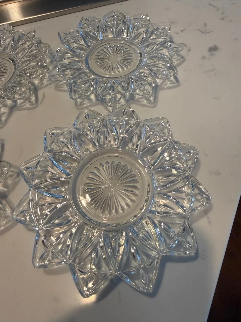 Clear Glass Flower Trinket Dishes vintage clear