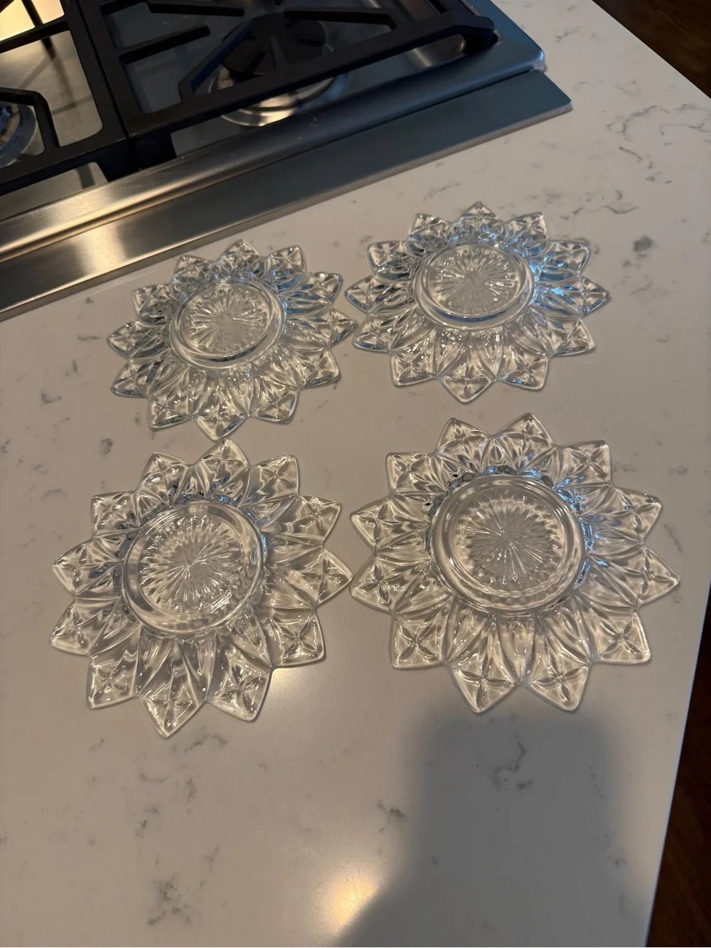 Clear Glass Flower Trinket Dishes vintage clear