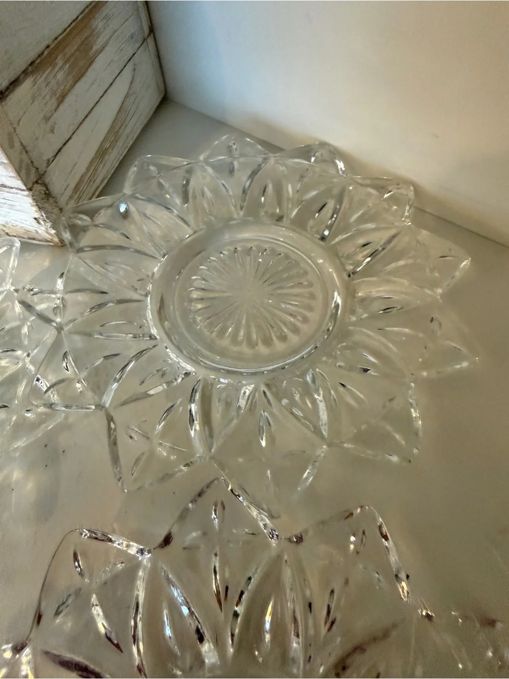 Clear Glass Flower Trinket Dishes vintage clear
