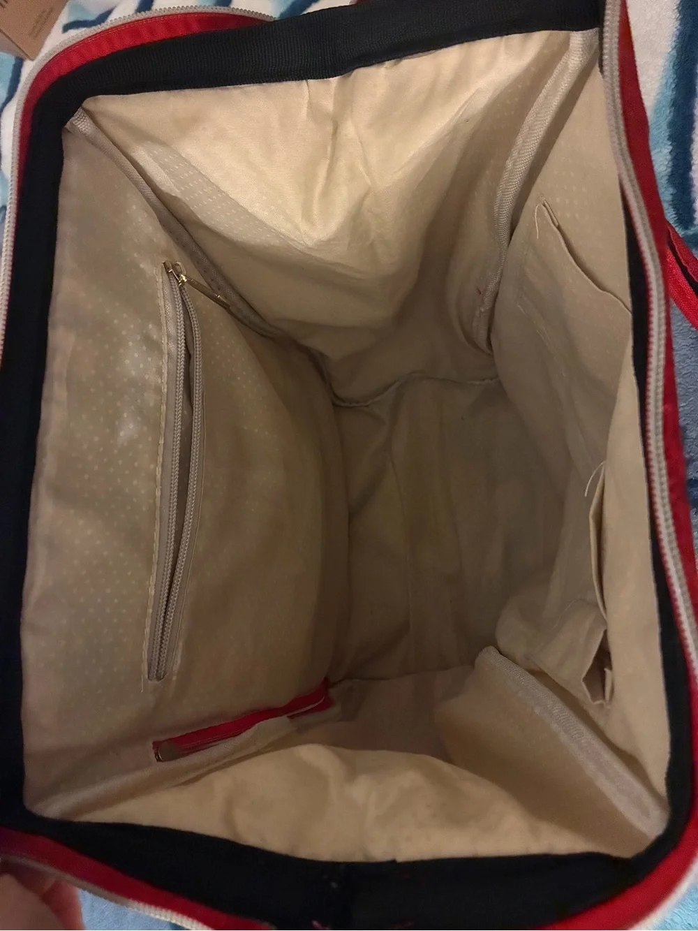 anello Red and Cream Canvas Daypack Backpack
