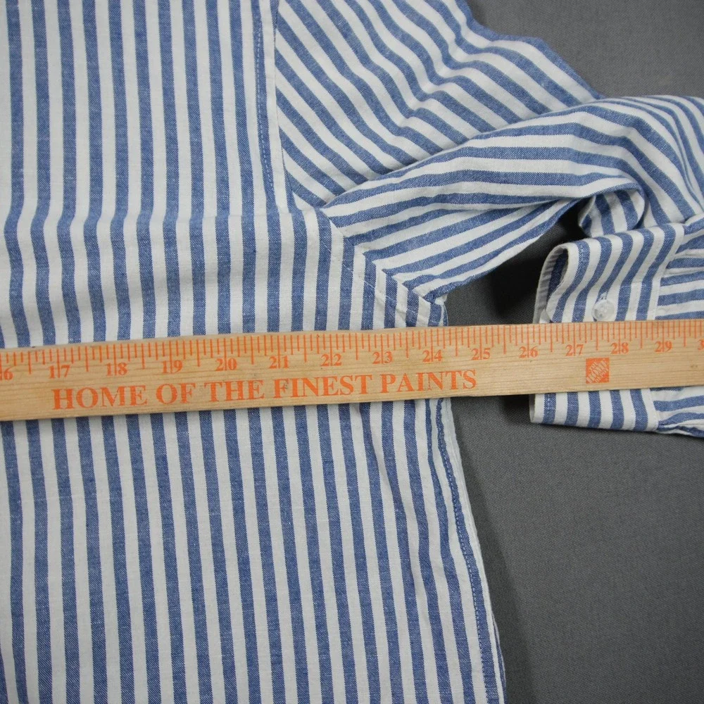 Banana Republic Linen Cotton Untucked Stripe Nautical Slim Fit Striped Shirt XL