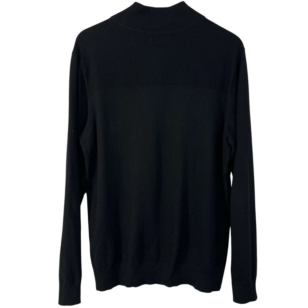Banana Republic Mens Premium Luxe Yarn Quarter Zip Sweater Black Silk Cashmere L