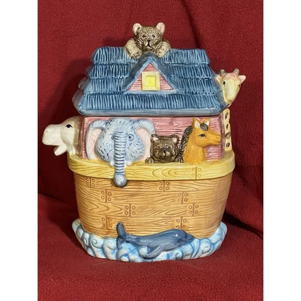 Noah's Ark‎ Ceramic Sugar & Creamer and Cookie Jar 3 Piece Set (2039)
