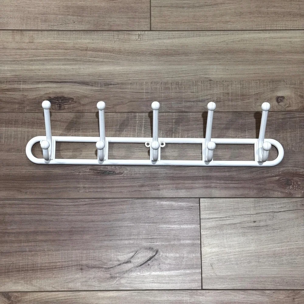 Vintage 1980s Yaffa Basic Line Hook‎ Rack: White Plastic, 5 Double Hooks