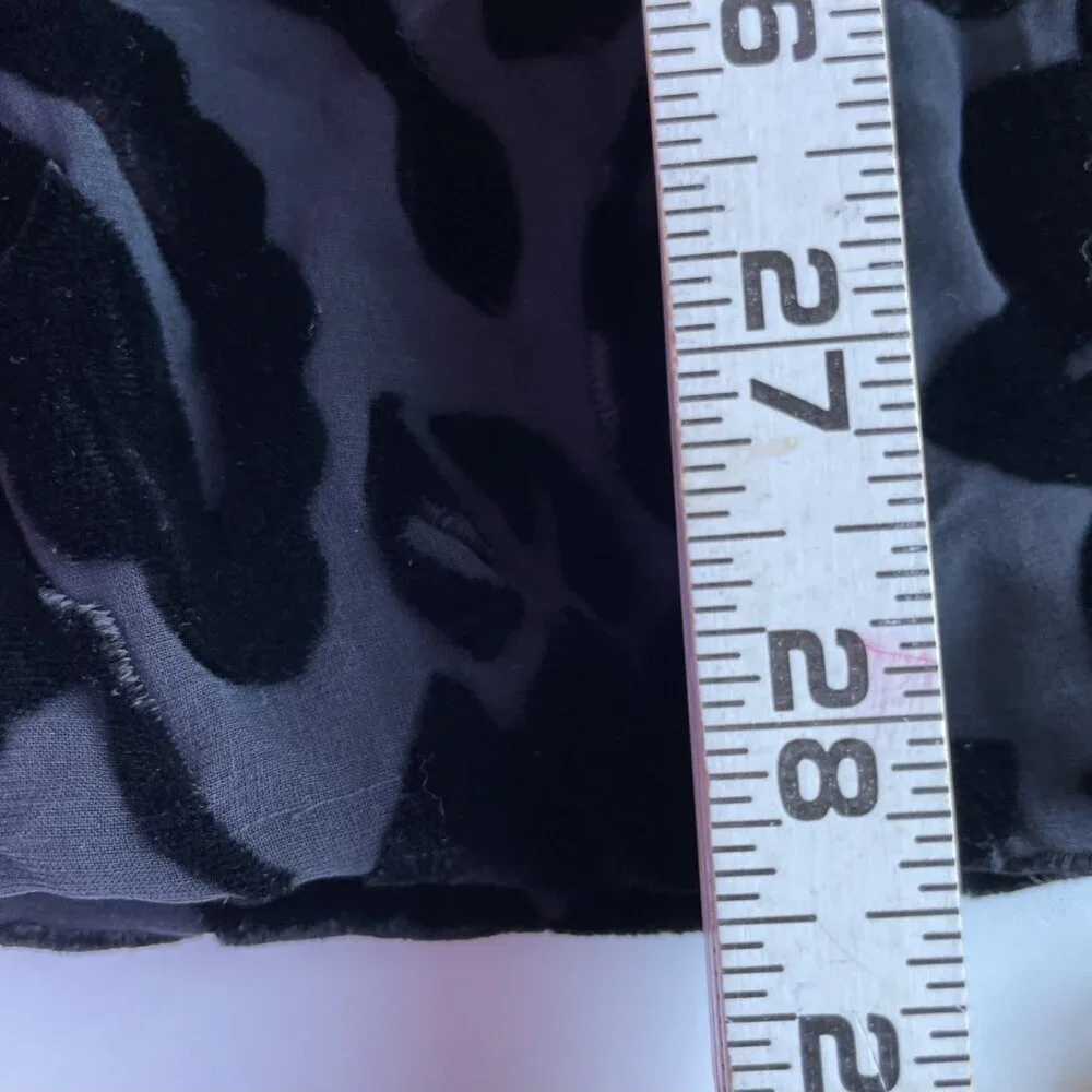 Cejon Burn Out Velvet Scarf Black Floral 100% Silk Rectangle 9