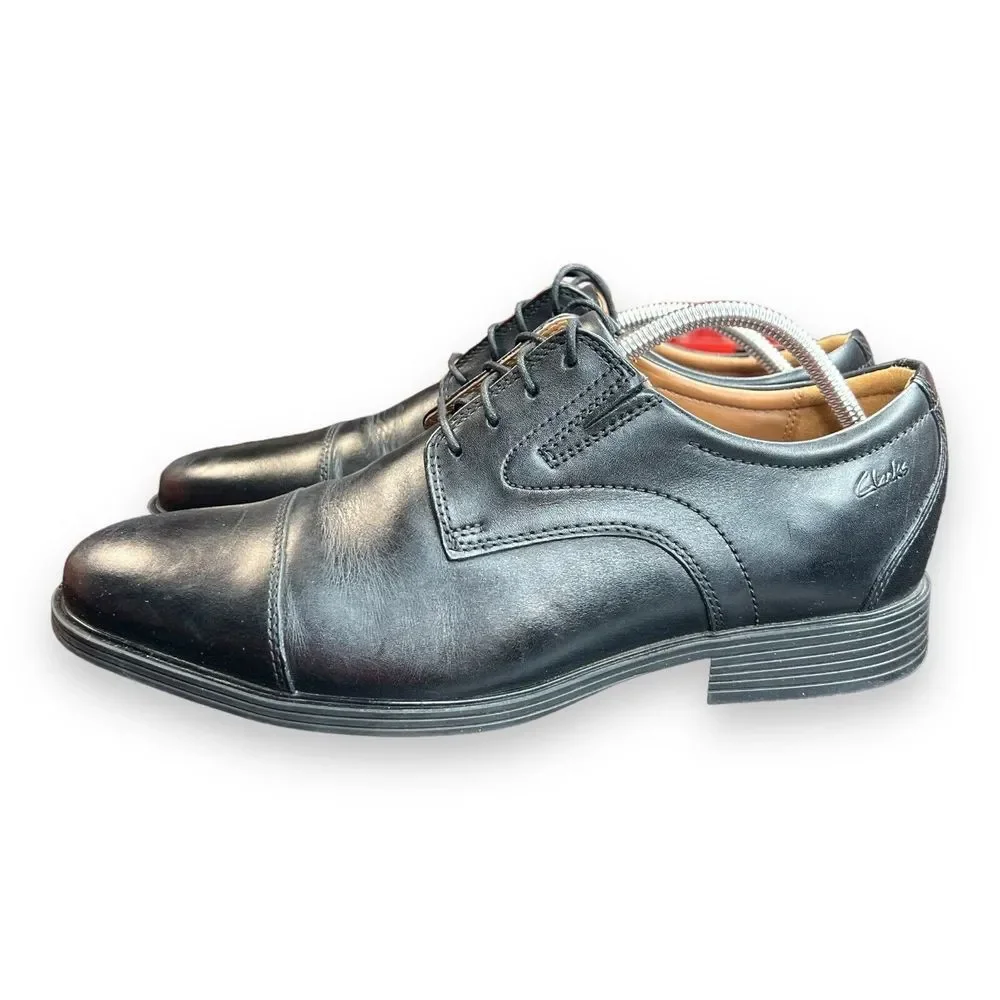 Clarks Men's‎ 9.5 W Whiddon Cap Black Leather 26152912